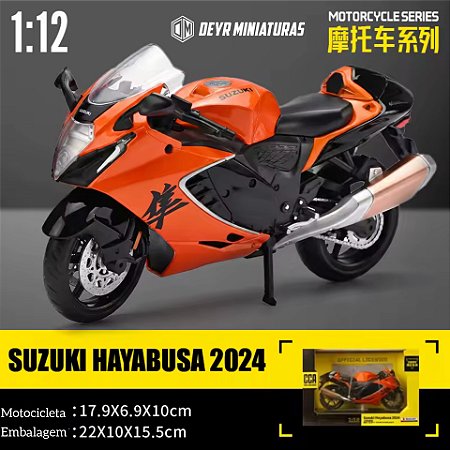 Miniatura Suzuki Hayabusa 2024 Laranja Edição 25 Anos CCA 1:12 - 18 cm