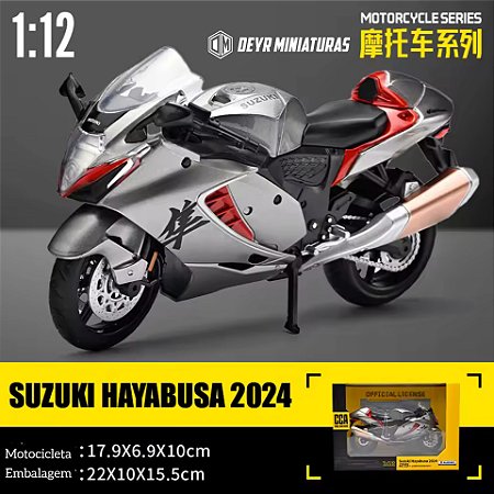 Miniatura Suzuki Hayabusa 2024 Cinza Metálico Edição 25 Anos CCA 1:12 - 18 cm