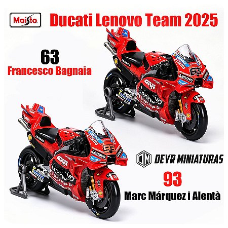 Kit 2 Miniaturas Motogp Ducati Lenovo Team 2025 Maisto 1:18