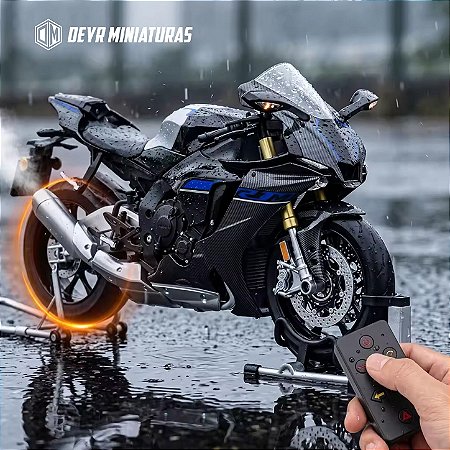 Miniatura Yamaha YZF-R1M Escala 1:6 - 34 cm | Spray, Aceleração, Controle Remoto + Embalagem Presente