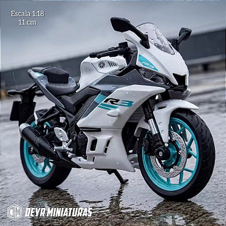 Miniatura Yamaha YZF-R3 2024 Branca Metálica R-White - Escala 1:18