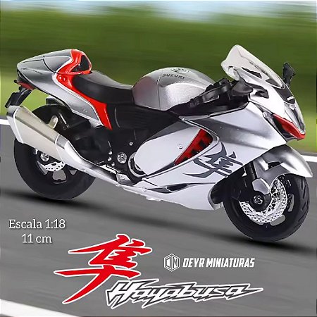 Miniatura Suzuki Hayabusa 2023 Cinza Escala 1:18