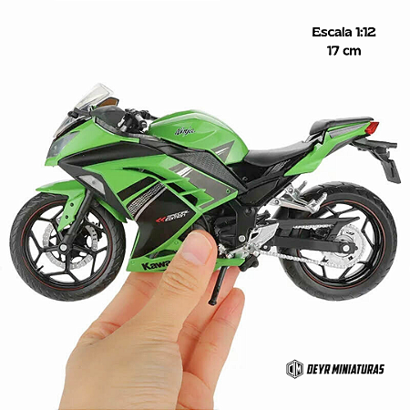 Miniatura Kawasaki Ninja 300 2014 Verde Automaxx 1:12