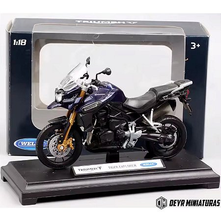 Miniatura Triumph Tiger Explorer 2012 Welly 1:18 C/Base