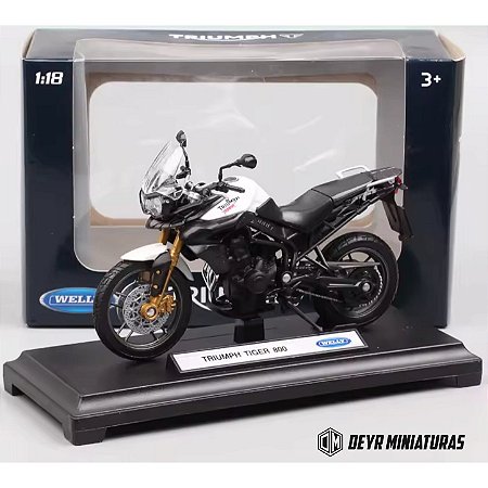 Miniatura Triumph Tiger 800 2012 Welly 1:18 C/Base