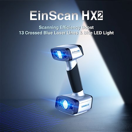 Scanner 3D Portátil EinScan HX2 Alta Precisão com 26 linhas de Laser e LED Azul