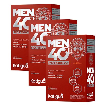 Kit 3 Suplemento Homem Men 40 Potency Ação Energética Boro em dose Máxima 30 Cápsulas