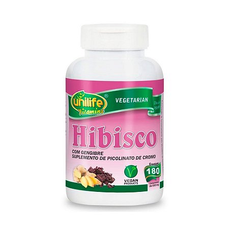 Hibisco Com Gengibre Unilife Emagrecedor 180 Comprimidos