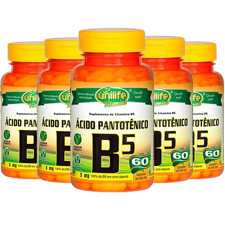 Kit Vitamina B5 Ácido Pantotênico Unilife Sup 300 Cáps