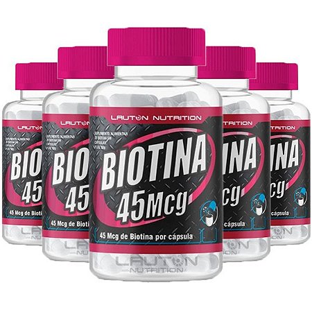 Kit Biotina 45mcg Lauton Vitamina 600 Cápsulas