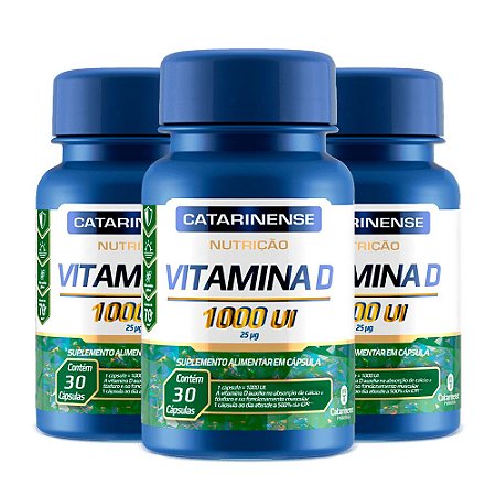 Kit Vitamina D 1000 UI Catarinense Vitamina Do Sol 90 Cáps