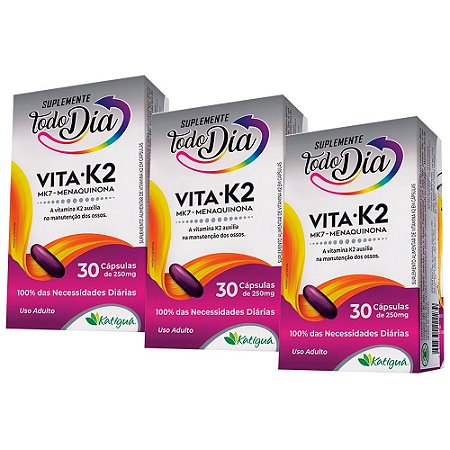 Kit Vitamina K2 MK-7 Menaquinona Katiguá STD 90 Cápsulas