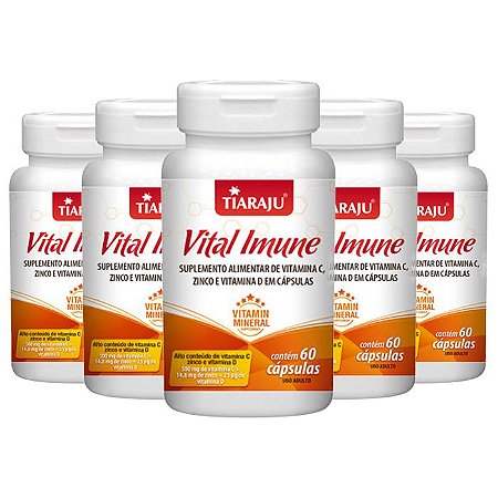 Kit Vital Imune Vitaminas C, D e Zinco Tiaraju 300 Cápsulas