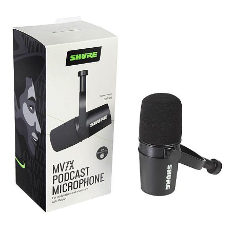 Microfone XLR Podcast Shure MV7X