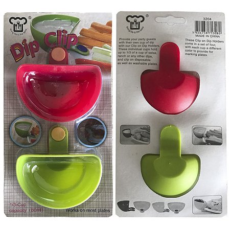 Conjunto de 2 Mini Bowl para Molhos (clips encaixáveis) Dip & Clip® Verde e Vermelho