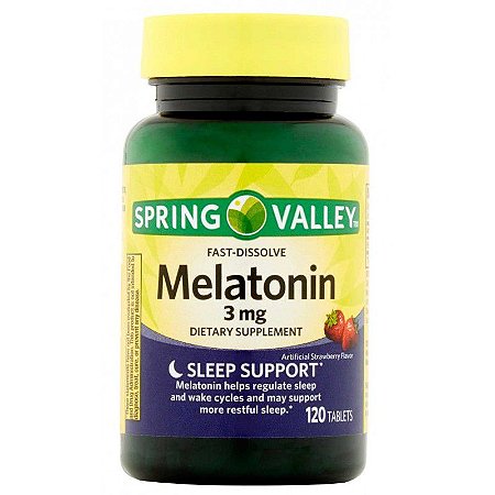 Mellatonina 3 mg Fast Dissolve Morango 120 un Spring Valley®