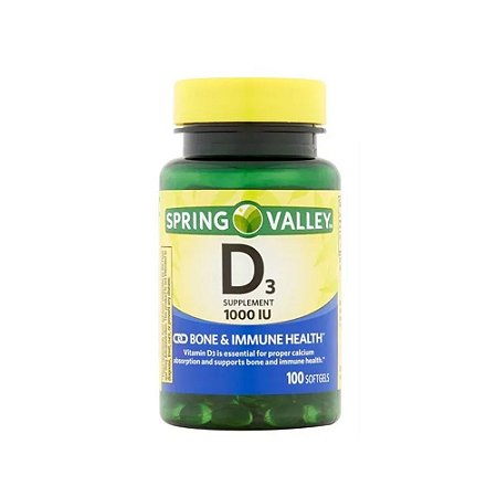 Vitamina D3 1000 IU 25 mcg 100 Softgels Import USA Spring Valley®