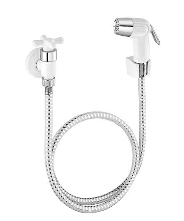 Ducha Higiênica Branca e Cromada com Gatilho em ABS 1/4 de Volta Marujá