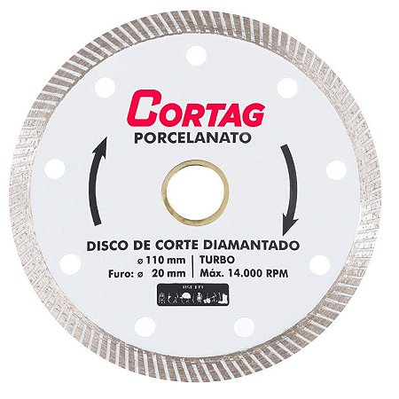 Disco de Corte Diamantado Porcelanato Turbo Fino 110mm Cortag