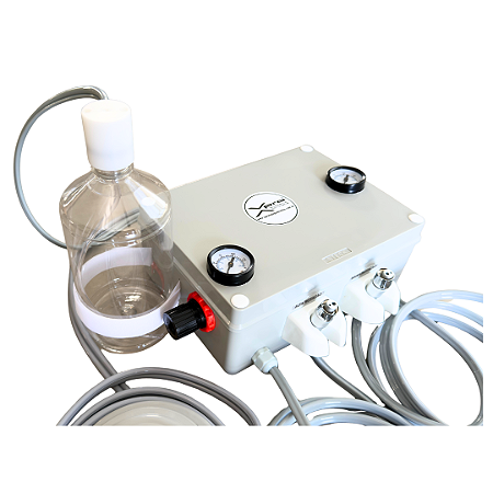 Equipamento portátil para teste de instrumentos de alta e baixa rotação com regulador de pressão.