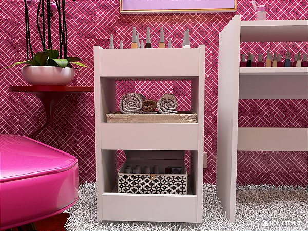 Carrinho Auxiliar com Rodinhas Suporte para Esmalte Salão de Beleza Manicure Organizador 3 Prateleiras
