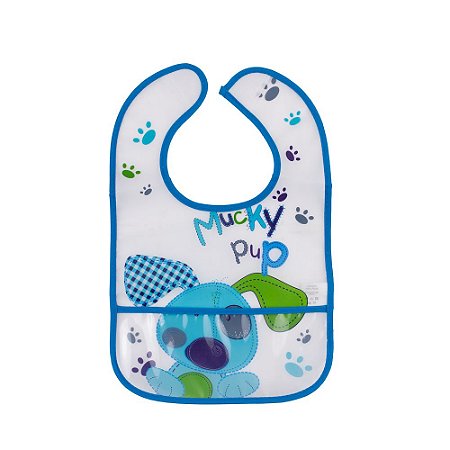 Babador Impermeável com Bolso Cachorrinho Azul Comtac Kids (6m+)