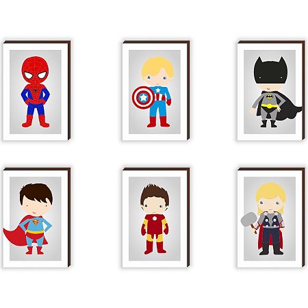 Kit de quadros infantil Super Heróis Kids [BoxMadeira]"
