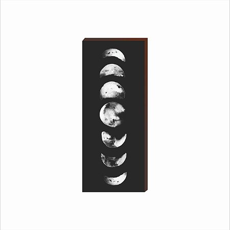 Quadro Decorativo Fases da Lua VERTICAL PRETO 40x100 [Box de Madeira]