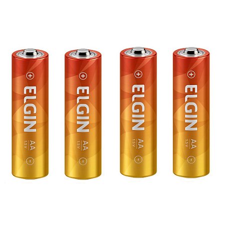 Pilha Zinco carvão AA (Pequena) Elgin Energy LR06 - Shrink Kit com 4 pilhas
