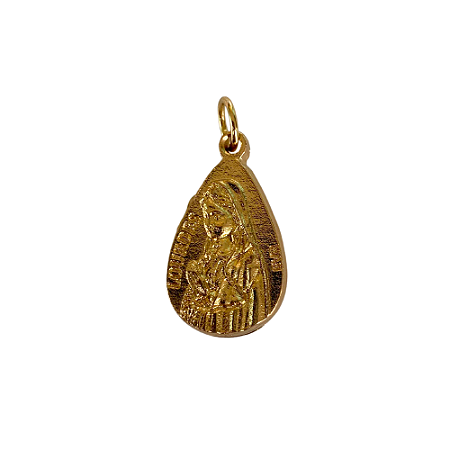 Medalha Original da Aparição de Lourdes: Dourada em forma de Lágrima