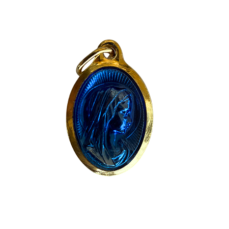 Medalha Oval: Nossa Senhora de Lourdes com Água da gruta de Lourdes (Dourada)