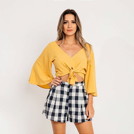 Blusa Cropped Amarração Frente Amarelo Yves Fyi - Gardênia Store - Gardênia  Store - Moda feminina