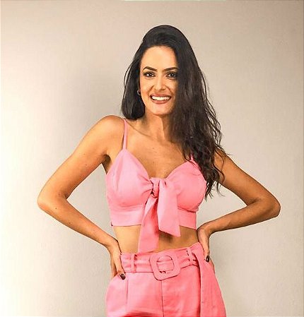 Cropped com laco na frente Outlet