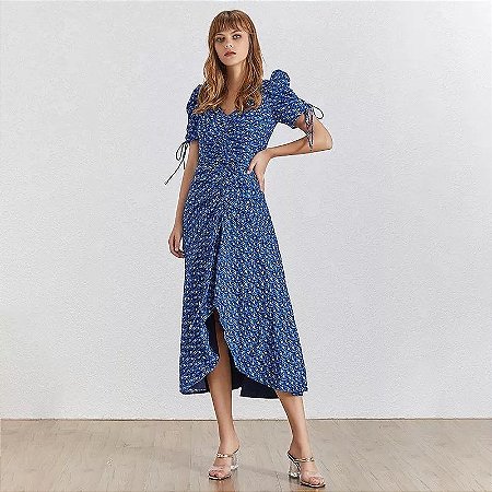 vestidos midi azul
