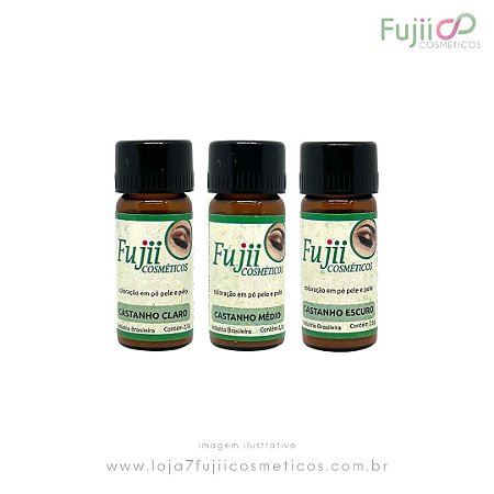 Kit 3 Hennas Fujii Cosméticos Castanho Claro, Médio e Escuro