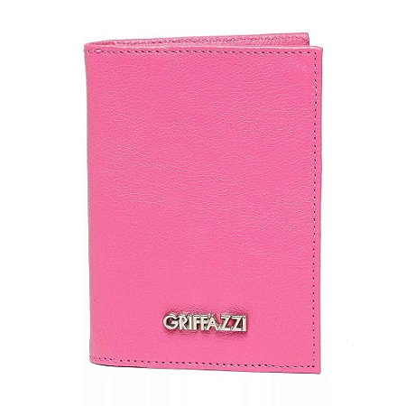 Porta Passaporte de Couro Griffazzi Pink