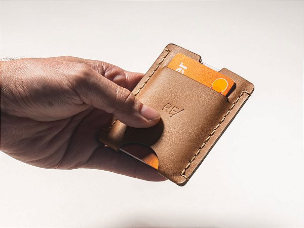 Porta-Cartões - Couro Caramelo