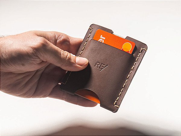 Porta-Cartões - Couro Marrom Café