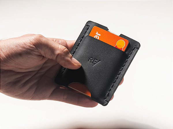 Porta-Cartões - Couro Preto
