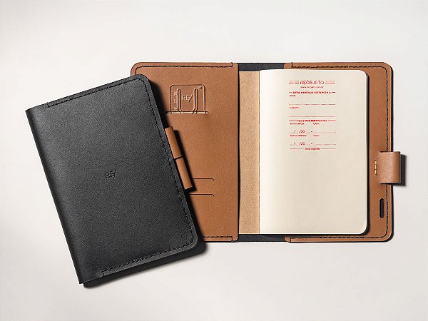 Capa para Caderno Bullet Journal A5 - Couro Bicolor Preto e Caramelo