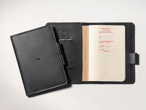 Capa para Caderno Bullet Journal A5 - Couro Preto