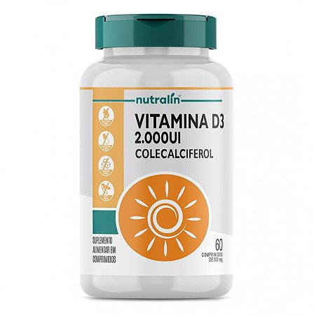Vitamina D3 2000UI - 60 Comprimidos - Nutralin
