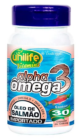 Alpha Ômega 3 (Óleo de salmão) - 30 cápsulas - Unilife Vitamins