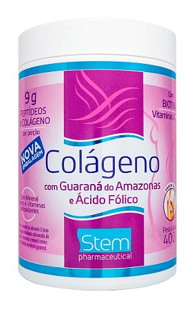 Colágeno com Guaraná e Ácido Fólico - 400g - Stem Pharmaceutical