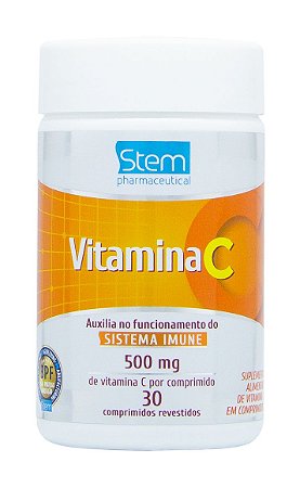 Vitamina C 500mg - 30 comprimidos - Stem Pharmaceutical - Vittalive:  Longevidade com saúde e bem-estar.
