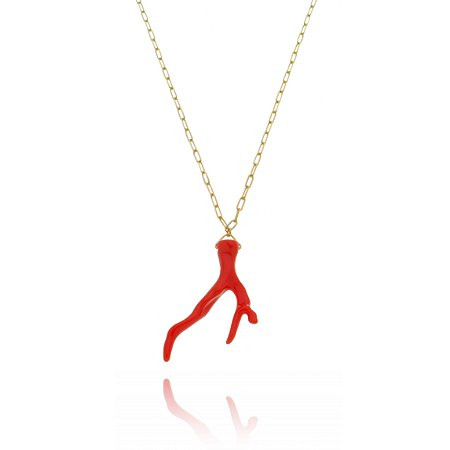 Colar Coral Cartier Vermelho Di Capri Semi Jóias X Ouro