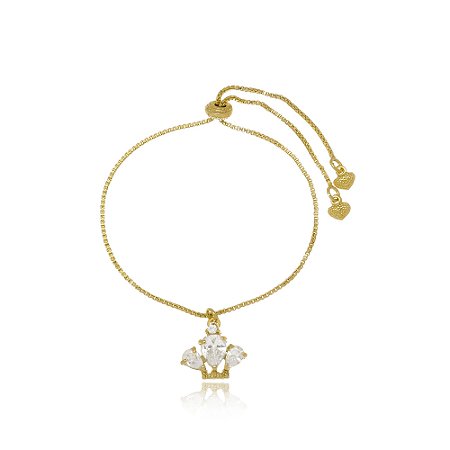 Pulseira Infantil Coroa de Cristal Di Capri Semi Jóias X Ouro