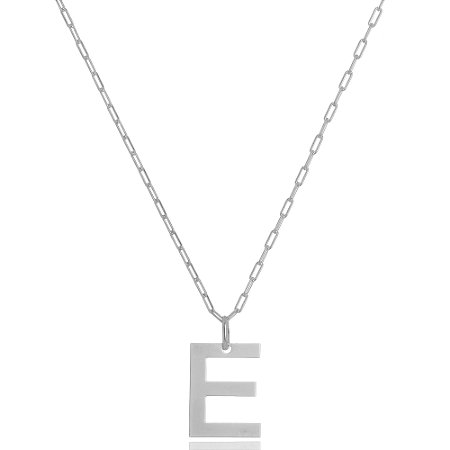 Colar Elos Cartier Letra E Di Capri Semi Jóias X Ouro Branco