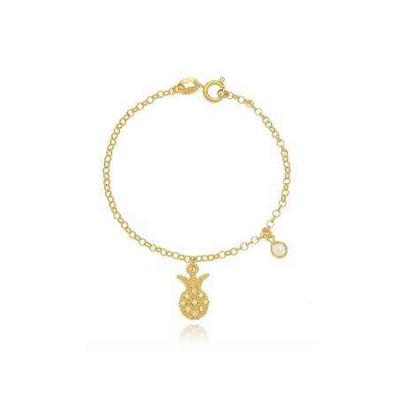 Pulseira Infantil Abacaxi Di Capri Semi Jóias X Ouro