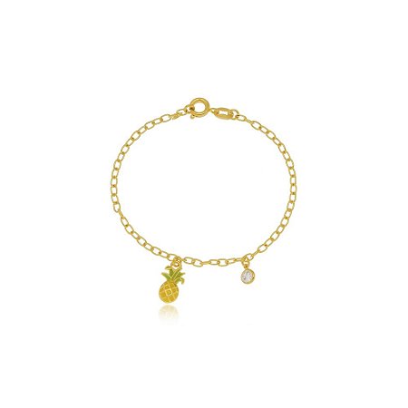 Pulseira Infantil Abacaxi Colorido Di Capri Semi Jóias X Ouro